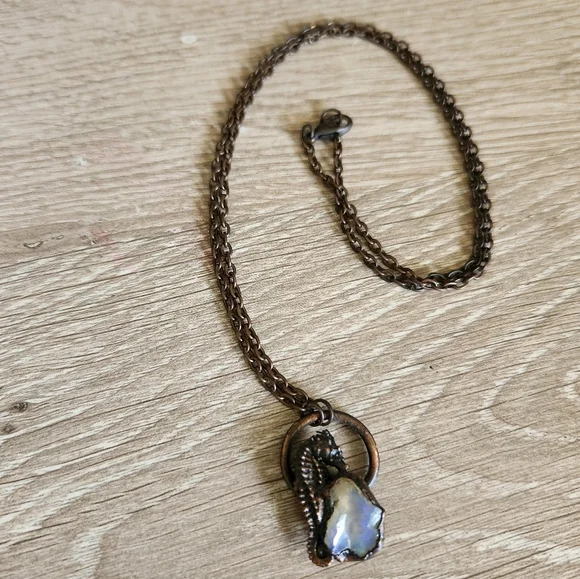 OOAK Copper and Opal Seahorse Necklace - Picture 9 of 9